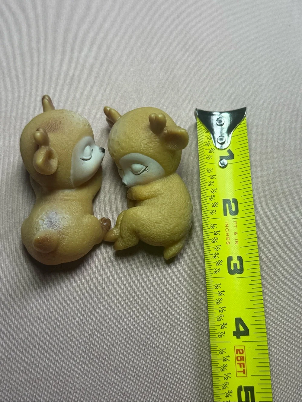 2 Piece Adorable Silicone Lovely Sleeping Deer Fawn Figurines Toys Collectibles